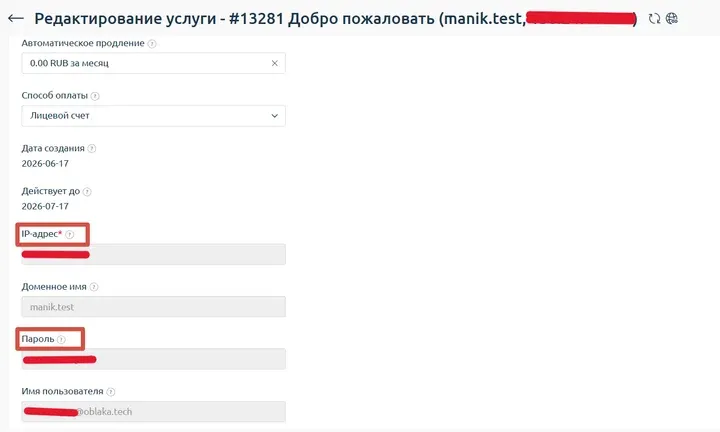 Скрин 3. Детали виртуального сервера. 