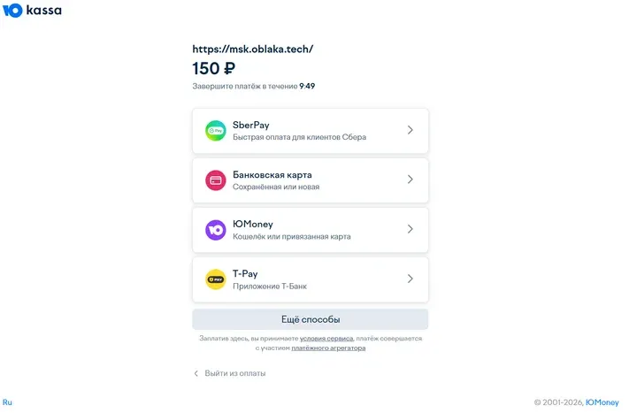 Скрин 6. Способы оплаты.
